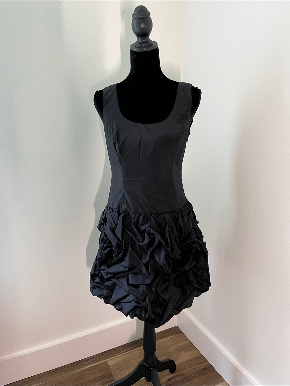Express Black Sleeveless Ruffled Bubble Hem Mini Dress